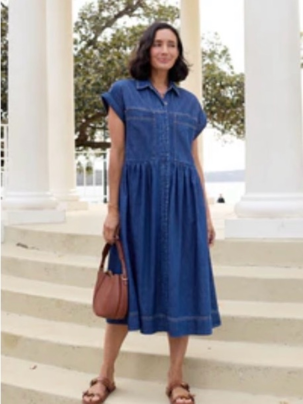 MAYE Harper denim dress in mid blue, 2XL